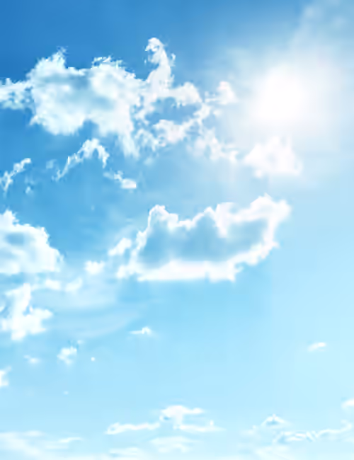 Blue sky with light clouds and sunshine. Paceº Air Quality Monitoring for the Hospitality Industry.